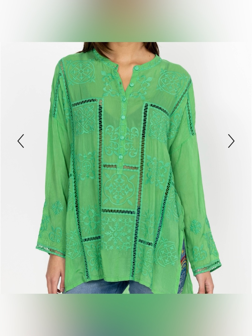 Johnny Was Mosaic Tunic in Kelly Green Size Medium